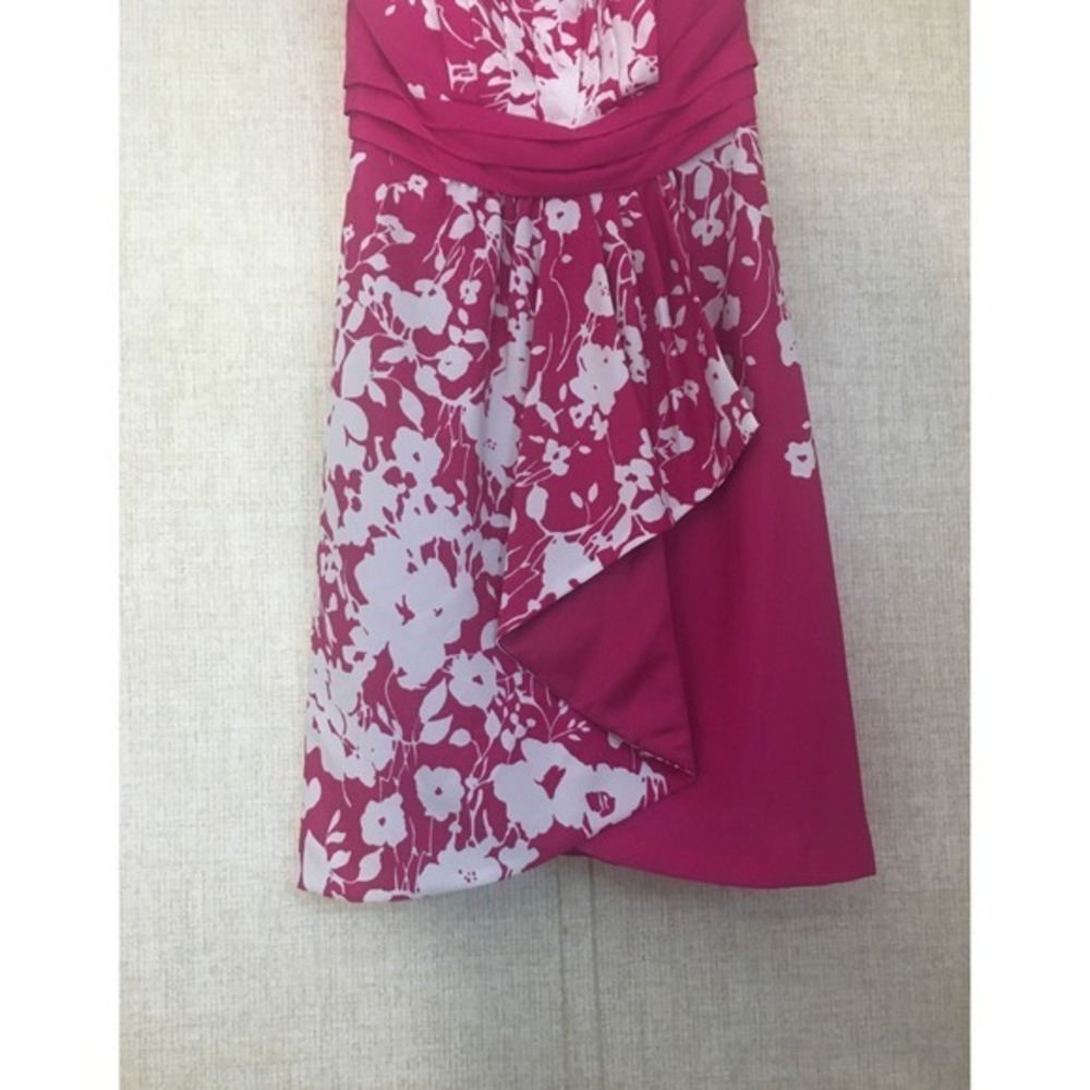 Max and Cleo Floral Cocktail Dress Womens 4 Pink New Pleated Draped Mini - Picture 4 of 12